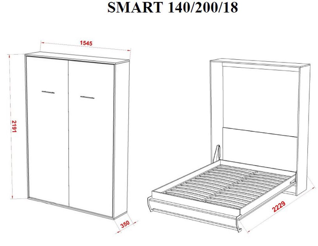 Шкаф кровать SMART 140*200*18 венге