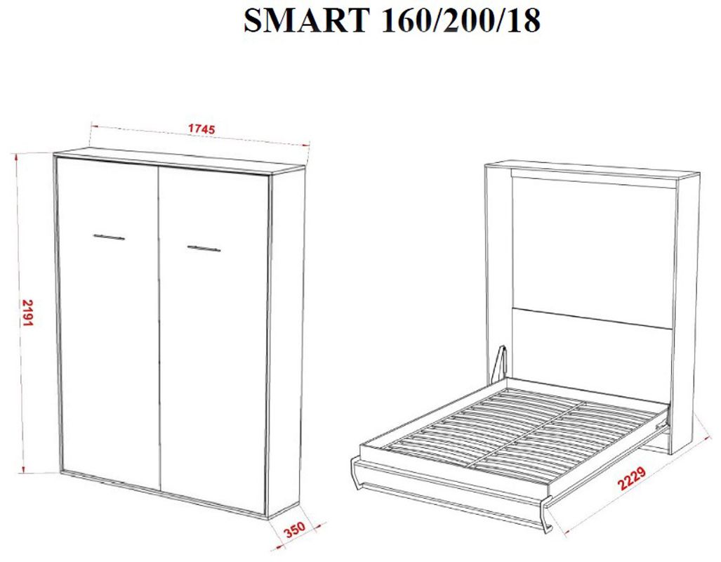 Шкаф кровать SMART 160*200*18 венге