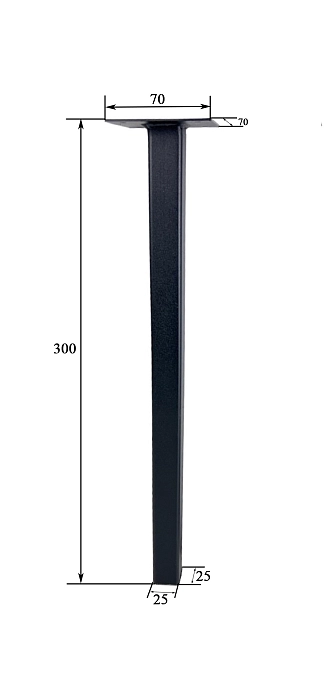Опора для мебели 25х25х300, черная, 2 шт.