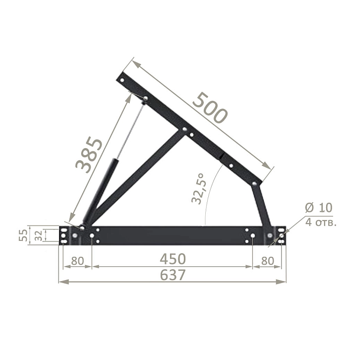 Механизм подъема кровати МПК 500, газлифты 1000N