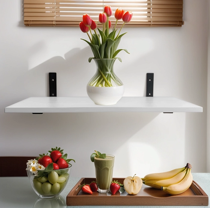 Полка 60х20 см белая Премиум с кронштейнами 200х120х30 черного цвета Полка 60х20 см белая Премиум с кронштейнами 200х120х30 черного цвета