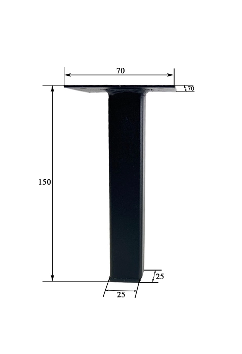 Опора для мебели 25х25х150, черная, 2 шт.