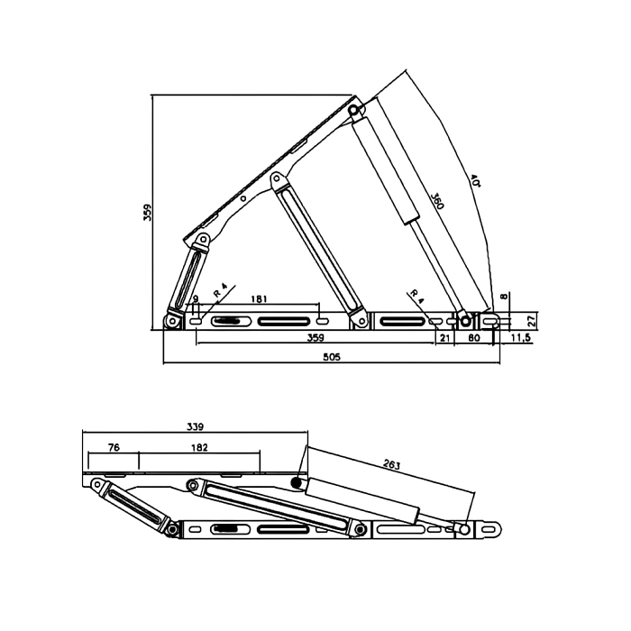 Механизм подъема кровати 142, газлифты 600N