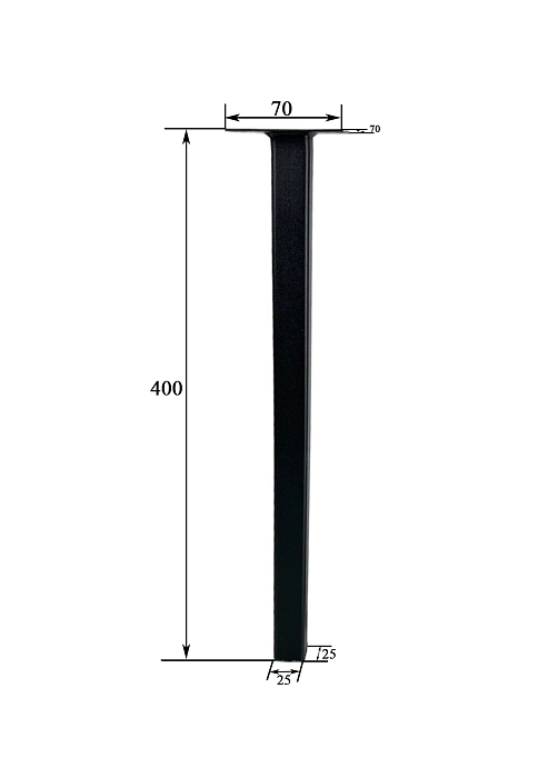 Опора для мебели 25х25х400, черная, 2 шт.